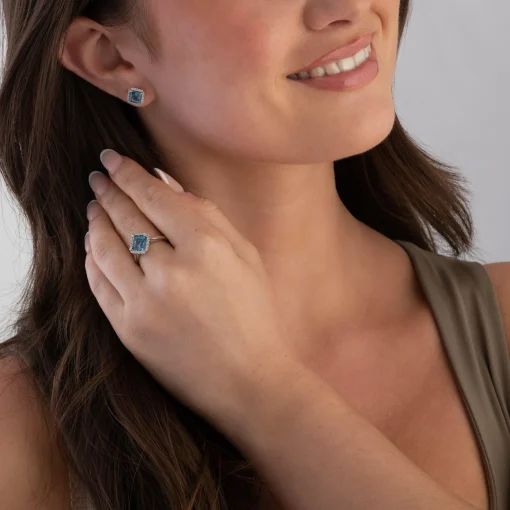 Beaverbrooks 9ct White Gold Diamond Blue Topaz Ring