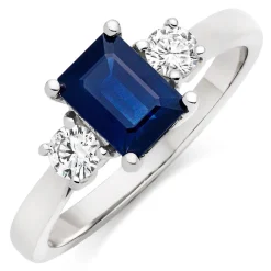 Beaverbrooks 18ct White Gold Diamond Sapphire Engagement Ring