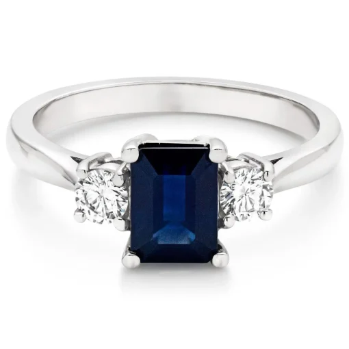 Beaverbrooks 18ct White Gold Diamond Sapphire Engagement Ring