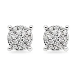 Beaverbrooks 9ct White Gold Diamond Cluster Stud Earrings