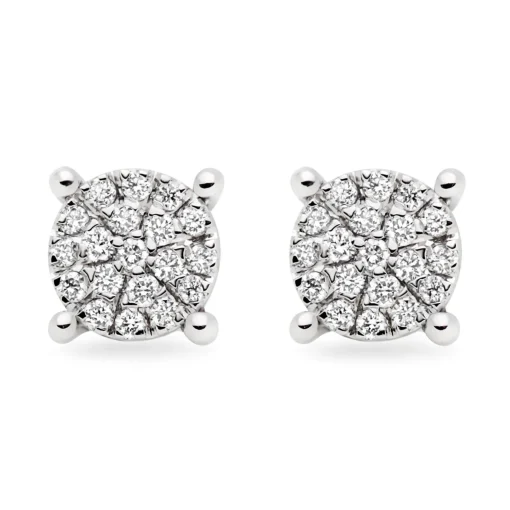 Beaverbrooks 9ct White Gold Diamond Cluster Stud Earrings