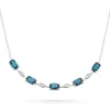 Beaverbrooks 9ct White Gold Diamond Blue Topaz Necklace