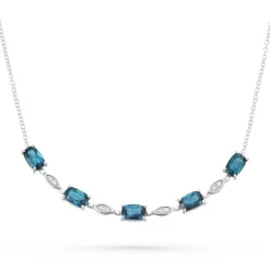 Beaverbrooks 9ct White Gold Diamond Blue Topaz Necklace
