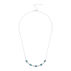 Beaverbrooks 9ct White Gold Diamond Blue Topaz Necklace