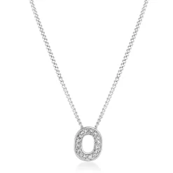 Beaverbrooks 9ct White Gold Diamond Initial O Pendant