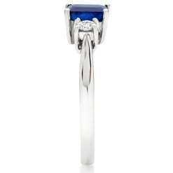 Beaverbrooks 18ct White Gold Diamond Sapphire Three Stone Ring