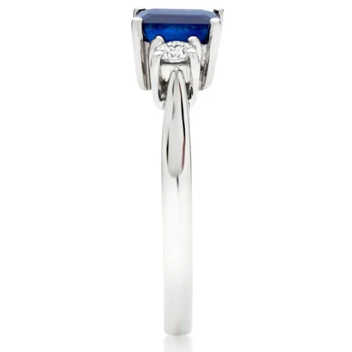 Beaverbrooks 18ct White Gold Diamond Sapphire Three Stone Ring