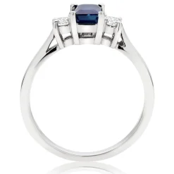 Beaverbrooks 18ct White Gold Diamond Sapphire Three Stone Ring
