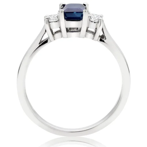 Beaverbrooks 18ct White Gold Diamond Sapphire Three Stone Ring