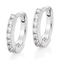 Beaverbrooks 9ct White Gold Diamond Huggie Hoop Earrings
