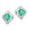Beaverbrooks 9ct White Gold Diamond Green Emerald Stud Earrings
