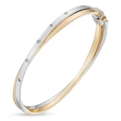 Beaverbrooks 9ct Yellow and White Gold Diamond Bangle