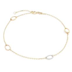 Beaverbrooks 9ct Yellow Gold, White Gold and Rose Gold Anklet
