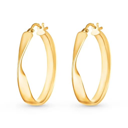 Beaverbrooks 9ct Yellow Gold Twist Hoop Earrings