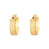 Beaverbrooks 9ct Yellow Gold Textured Wide Hoop Earrings