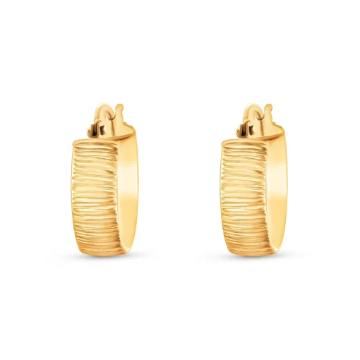 Beaverbrooks 9ct Yellow Gold Textured Wide Hoop Earrings