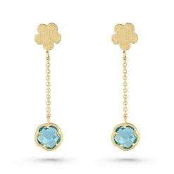Beaverbrooks 9ct Yellow Gold Blue Topaz Drop Earrings
