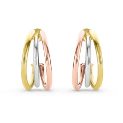 Beaverbrooks 9ct Yellow Gold, White Gold and Rose Gold Hoop Earrings