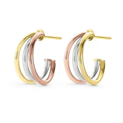 Beaverbrooks 9ct Yellow Gold, White Gold and Rose Gold Hoop Earrings