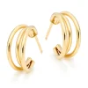 Beaverbrooks 9ct Yellow Gold Triple Hoop Earrings