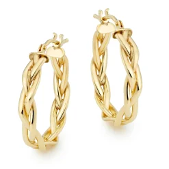 Beaverbrooks 9ct Yellow Gold Plait Hoop Earrings