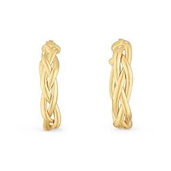 Beaverbrooks 9ct Yellow Gold Plait Hoop Earrings