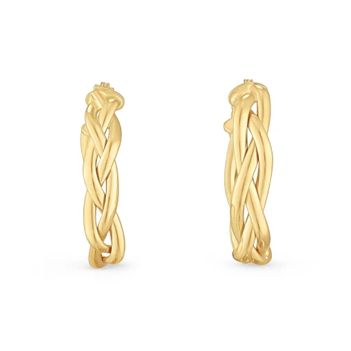Beaverbrooks 9ct Yellow Gold Plait Hoop Earrings