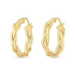 Beaverbrooks 9ct Yellow Gold Plait Hoop Earrings