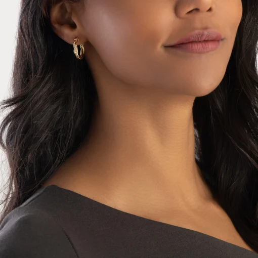 Beaverbrooks 9ct Yellow Gold Plait Hoop Earrings