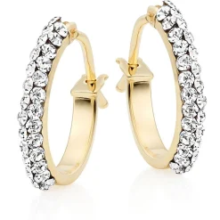 Beaverbrooks 9ct Yellow Gold Crystal Hoop Earrings
