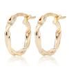 Beaverbrooks 9ct Yellow Gold Twist Huggie Hoop Earrings