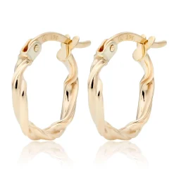 Beaverbrooks 9ct Yellow Gold Twist Huggie Hoop Earrings