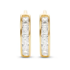 Beaverbrooks 9ct Yellow Gold Cubic Zirconia Hoop Earrings