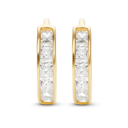 Beaverbrooks 9ct Yellow Gold Cubic Zirconia Hoop Earrings