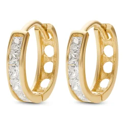 Beaverbrooks 9ct Yellow Gold Cubic Zirconia Hoop Earrings