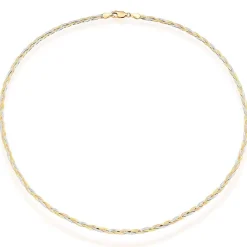 Beaverbrooks 9ct Yellow Gold, White Gold and Rose Gold Plait Necklace