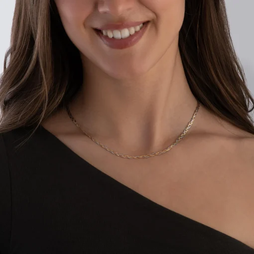 Beaverbrooks 9ct Yellow Gold, White Gold and Rose Gold Plait Necklace