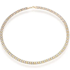 Beaverbrooks 9ct Yellow Gold and White Gold Chevron Necklace