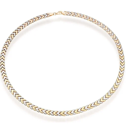 Beaverbrooks 9ct Yellow Gold and White Gold Chevron Necklace