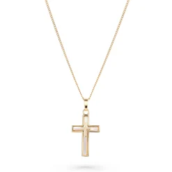 Beaverbrooks 9ct Yellow Gold Mother of Pearl Cross Pendant
