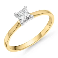 Beaverbrooks 18ct Yellow Gold Princess Diamond Solitaire Ring