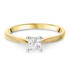 Beaverbrooks 18ct Yellow Gold Princess Diamond Solitaire Ring