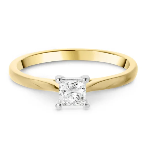 Beaverbrooks 18ct Yellow Gold Princess Diamond Solitaire Ring