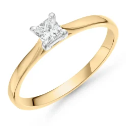 Beaverbrooks 9ct Yellow Gold Princess Diamond Solitaire Ring