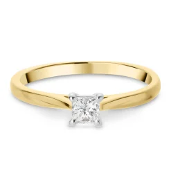 Beaverbrooks 9ct Yellow Gold Princess Diamond Solitaire Ring