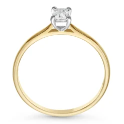 Beaverbrooks 18ct Yellow Gold Emerald Shaped Diamond Solitaire Ring