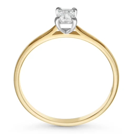 Beaverbrooks 18ct Yellow Gold Emerald Shaped Diamond Solitaire Ring