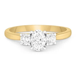 Beaverbrooks 18ct Yellow Gold Diamond Oval Shaped Three Stone Engagement Ring