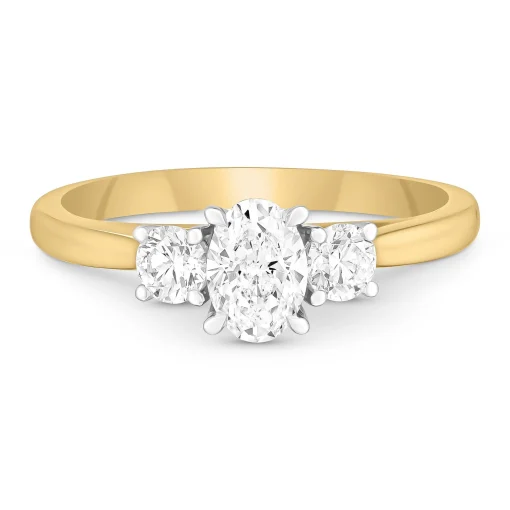 Beaverbrooks 18ct Yellow Gold Diamond Oval Shaped Three Stone Engagement Ring