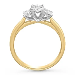 Beaverbrooks 18ct Yellow Gold Diamond Oval Shaped Three Stone Engagement Ring